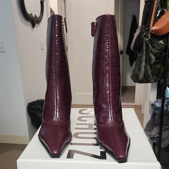 SCHUTZ LEATHER FAUX CROC BLOCK HEEL - Picture 5 of 9